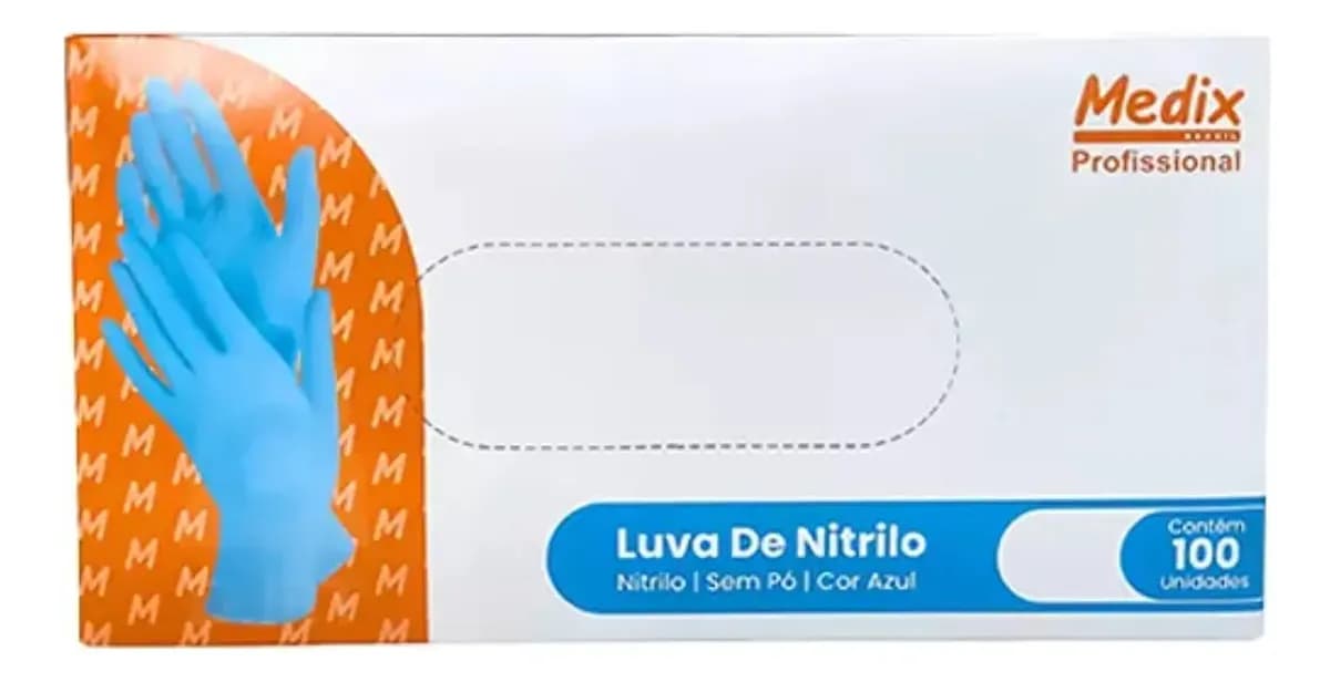 LUVA DE NITRILO AZUL CX C/ 100UN MEDIX